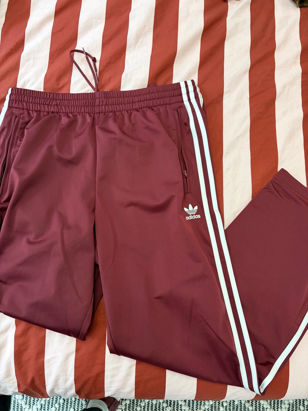 Adidas maroon track pants